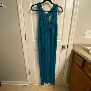 Lane Bryant teal maxi dress size 14/16
